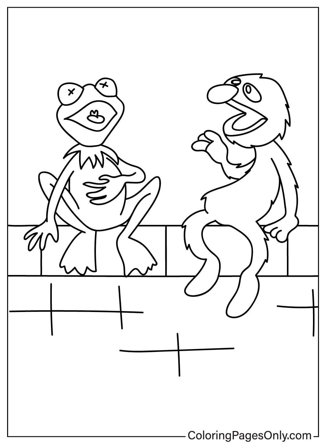 Página para colorear de Grover y Kermit de Grover