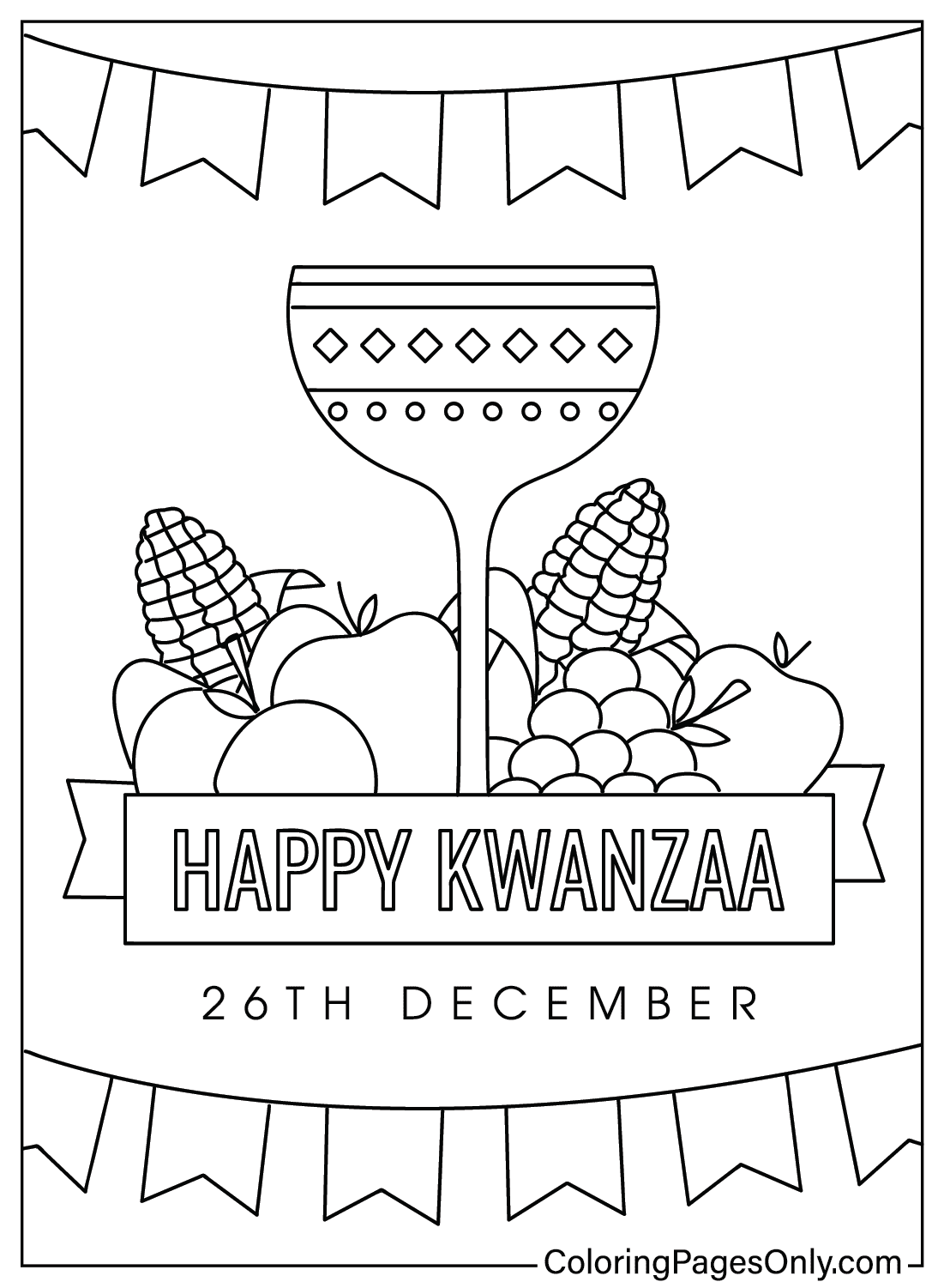 Happy Kwanzaa Coloring Page Free from Kwanzaa