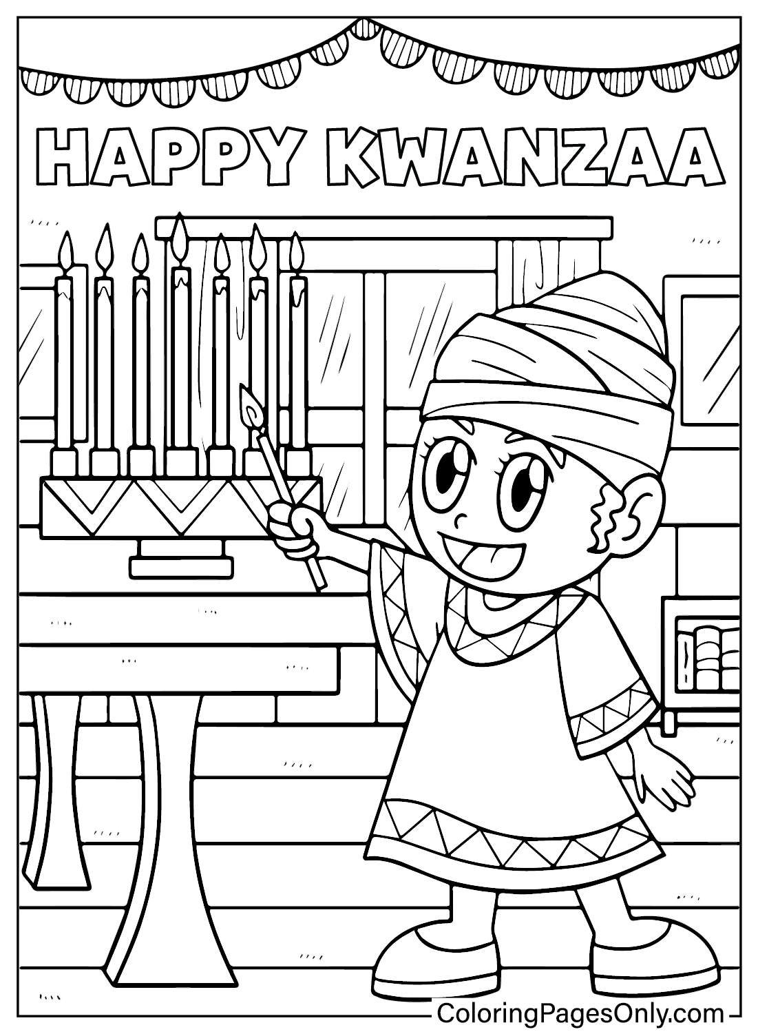 Happy Kwanzaa Coloring Page from Kwanzaa