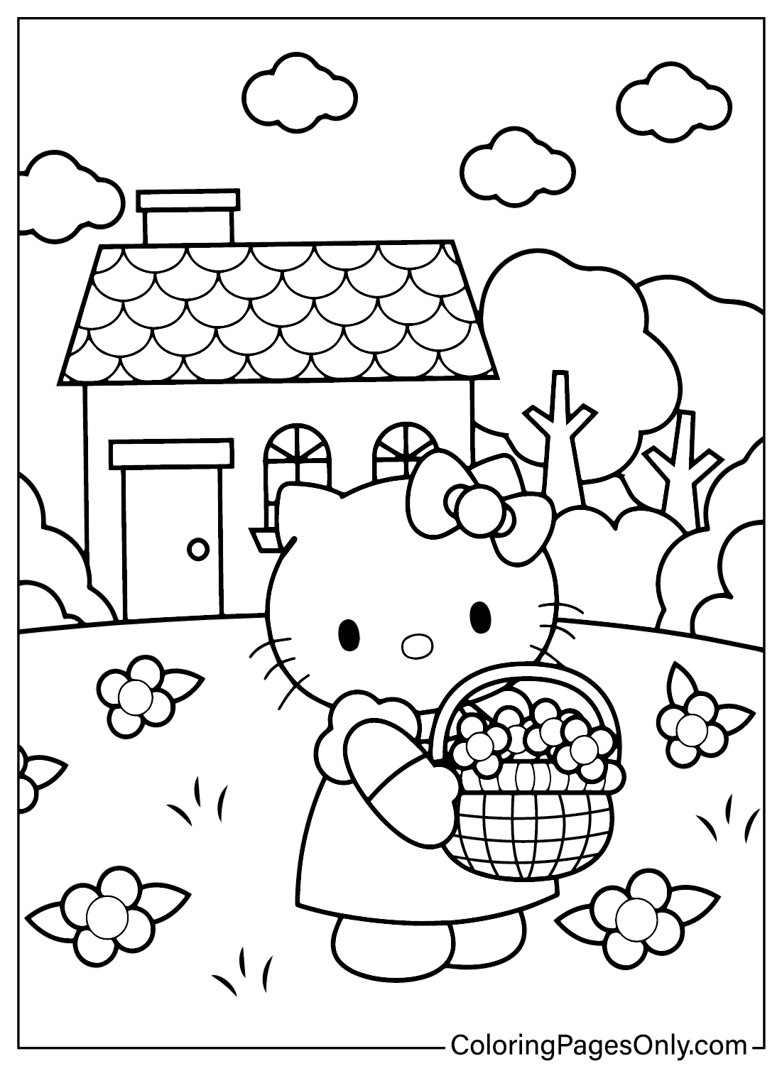 Página colorida da Hello Kitty da Hello Kitty