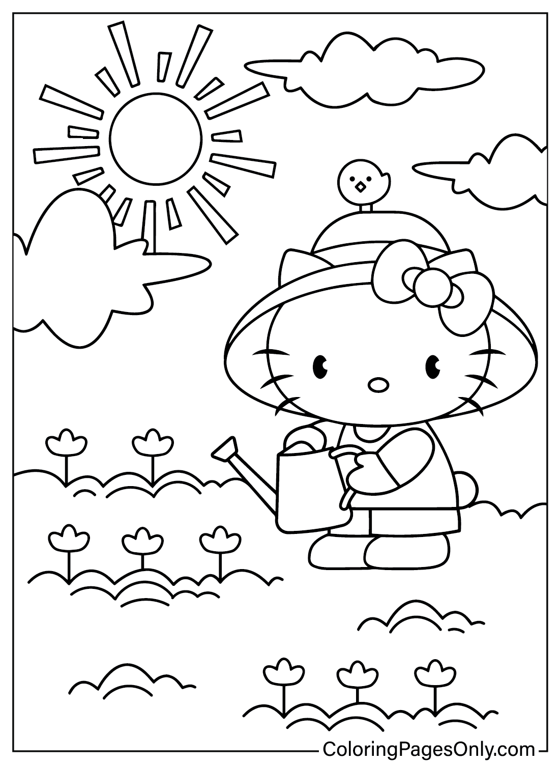 Раскраска Hello Kitty для печати бесплатно