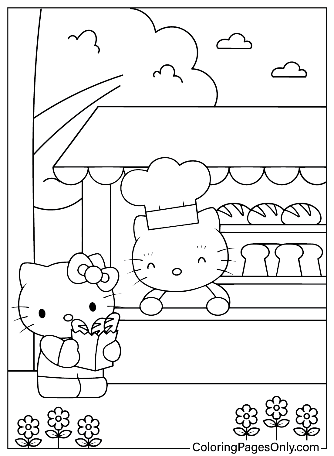 Раскраска Hello Kitty бесплатно