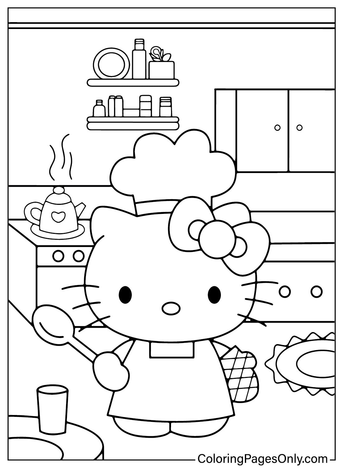 Página para colorir da Hello Kitty em PDF