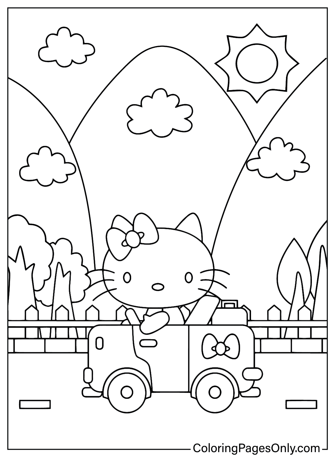 Раскраска Hello Kitty для печати