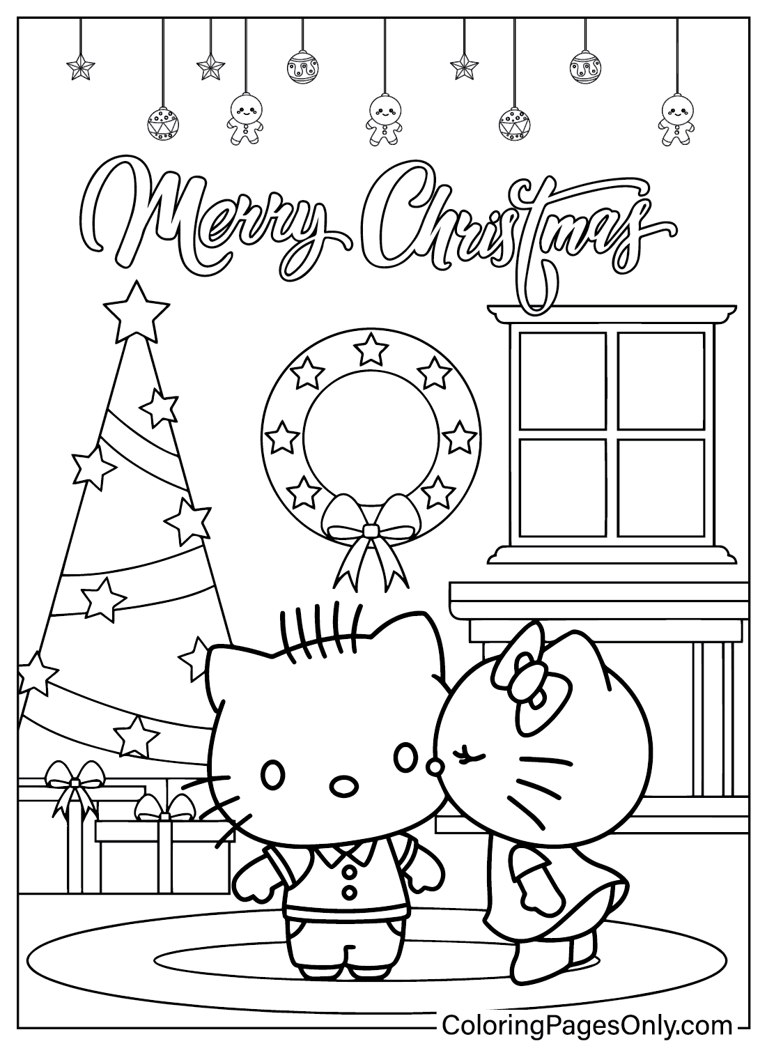 Página para colorir da Hello Kitty para adultos