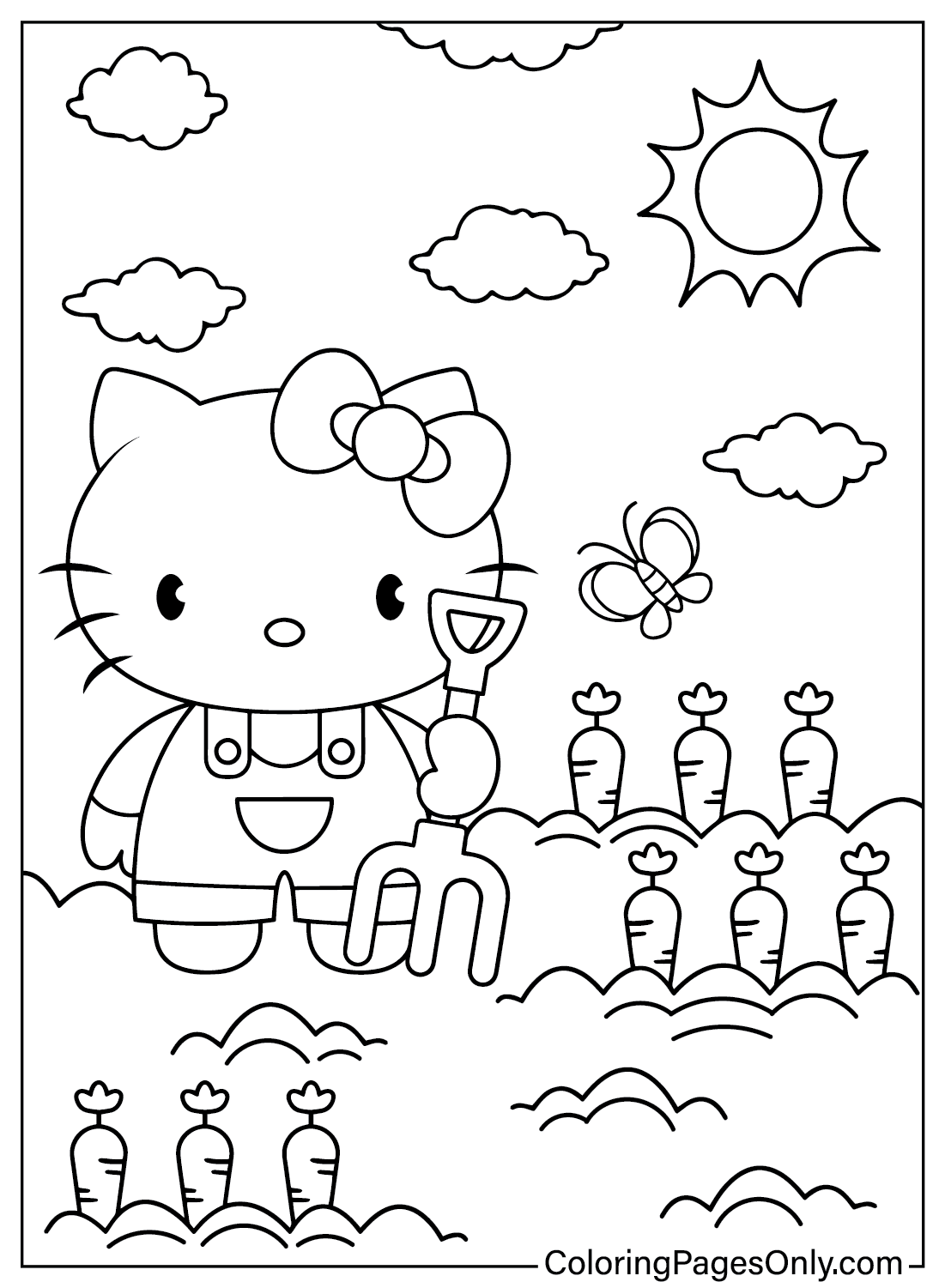 Página para colorir da Hello Kitty para crianças
