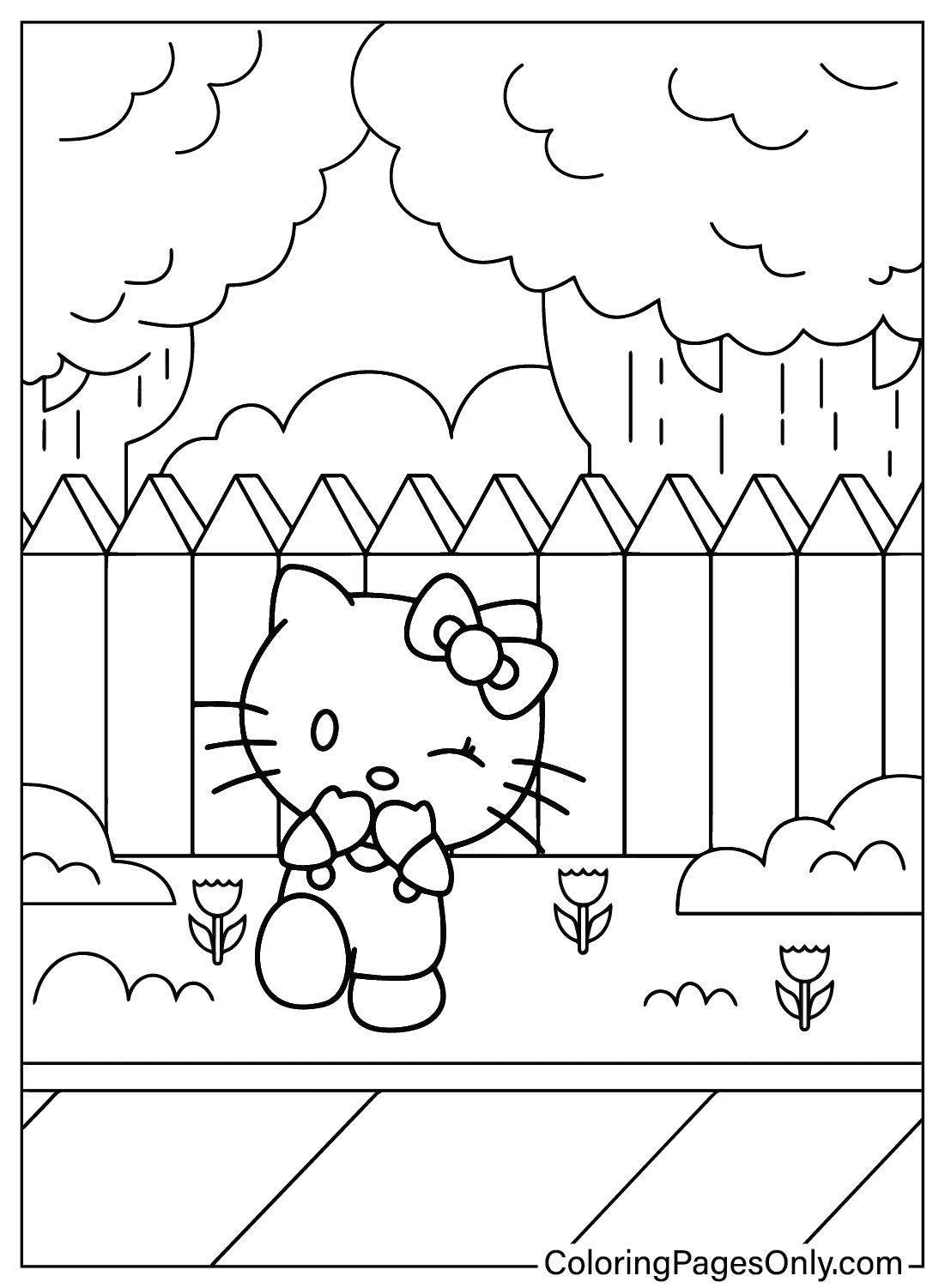 Página para colorear de Hello Kitty para imprimir de Hello Kitty