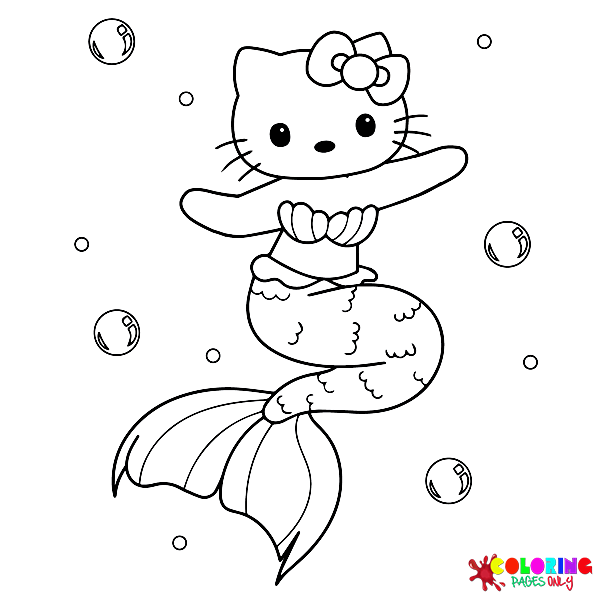 Hello Kitty Mermaid Coloring Pages