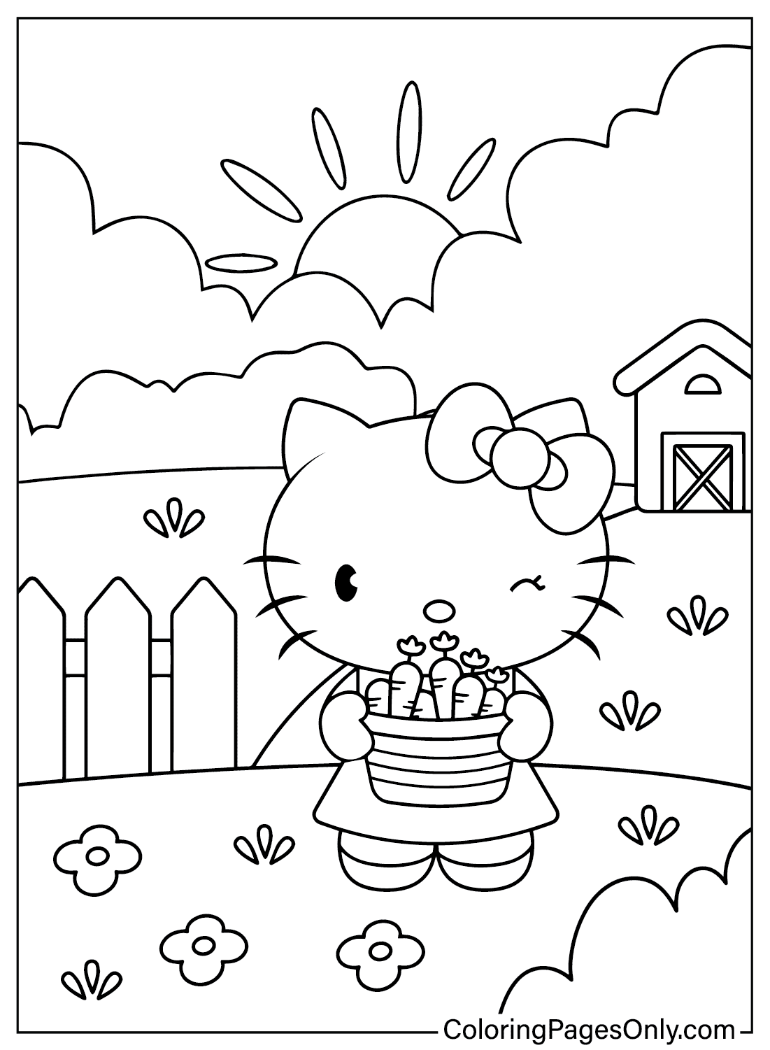 Картинки Hello Kitty для раскрашивания