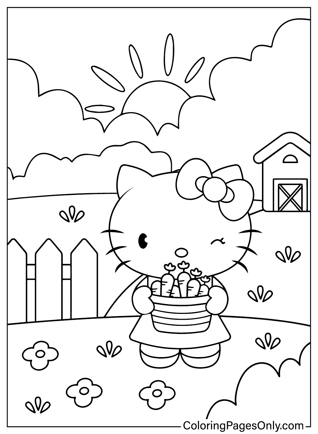 Hello Kitty Pictures To Color Free Printable Coloring Pages