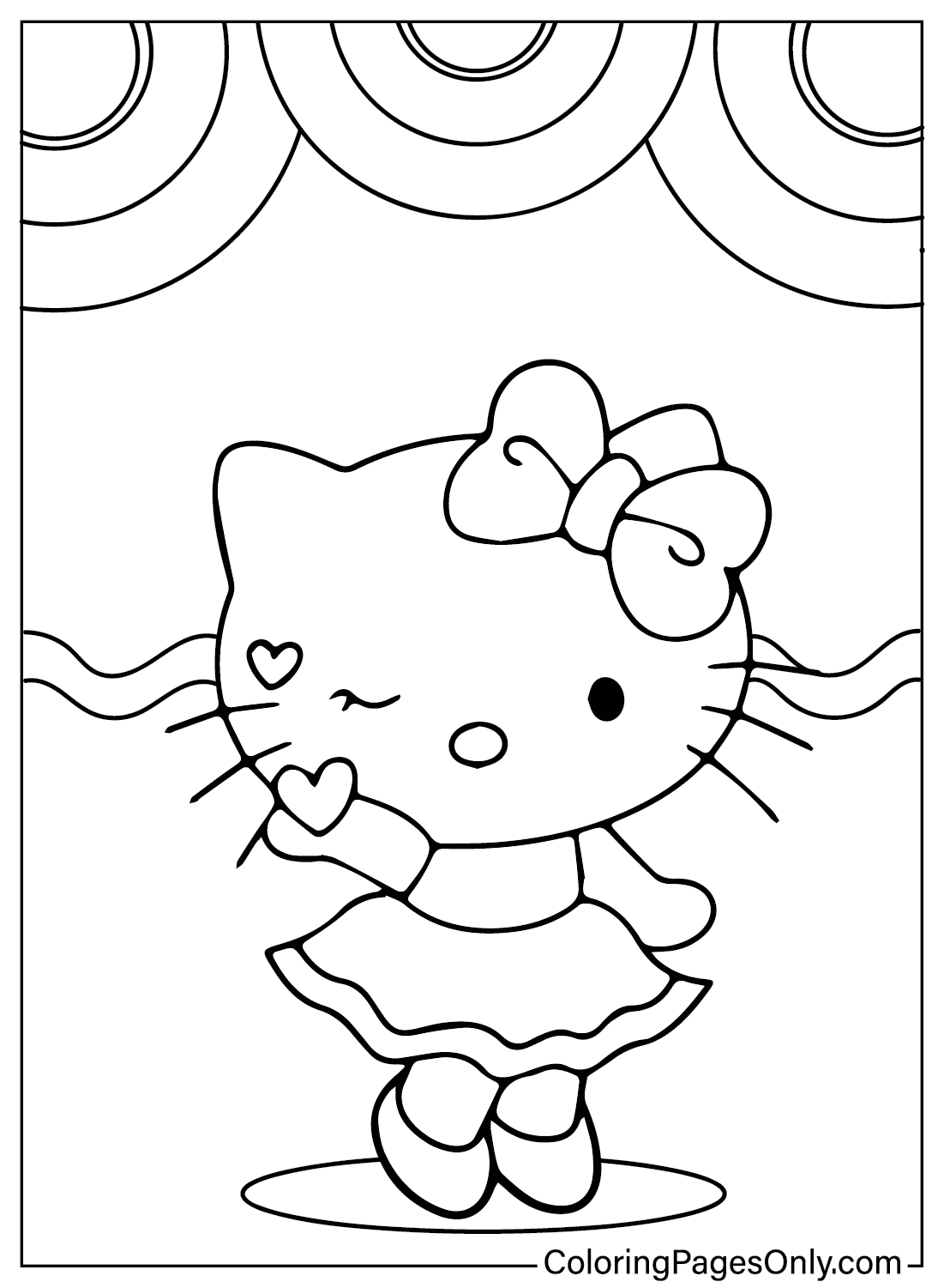 Раскраска Hello Kitty для печати