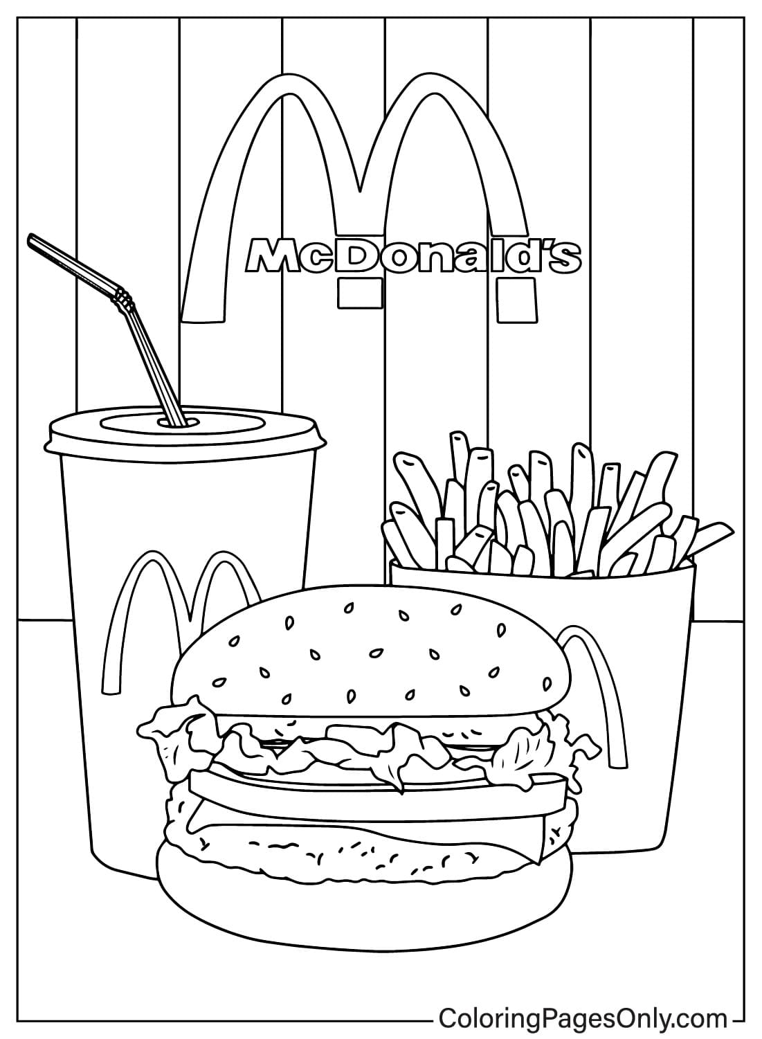 Картинки раскраски Макдональдс из Макдональдса
