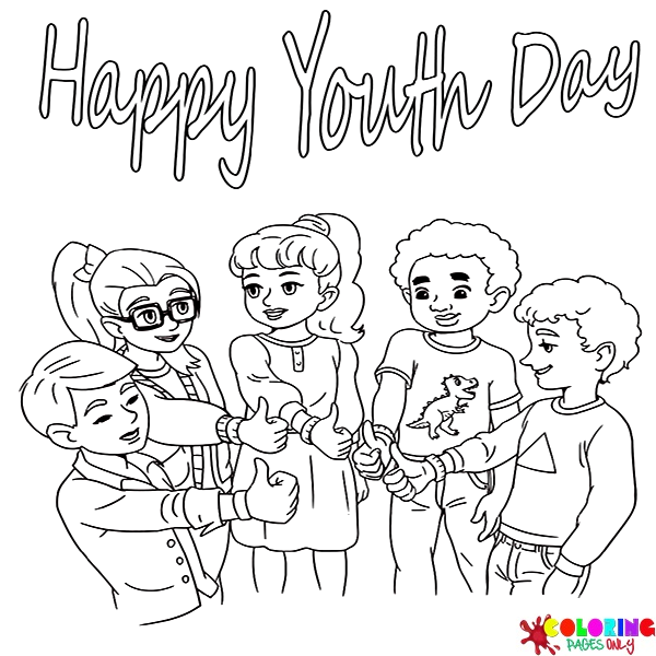 Páginas para colorir do Dia Internacional da Juventude