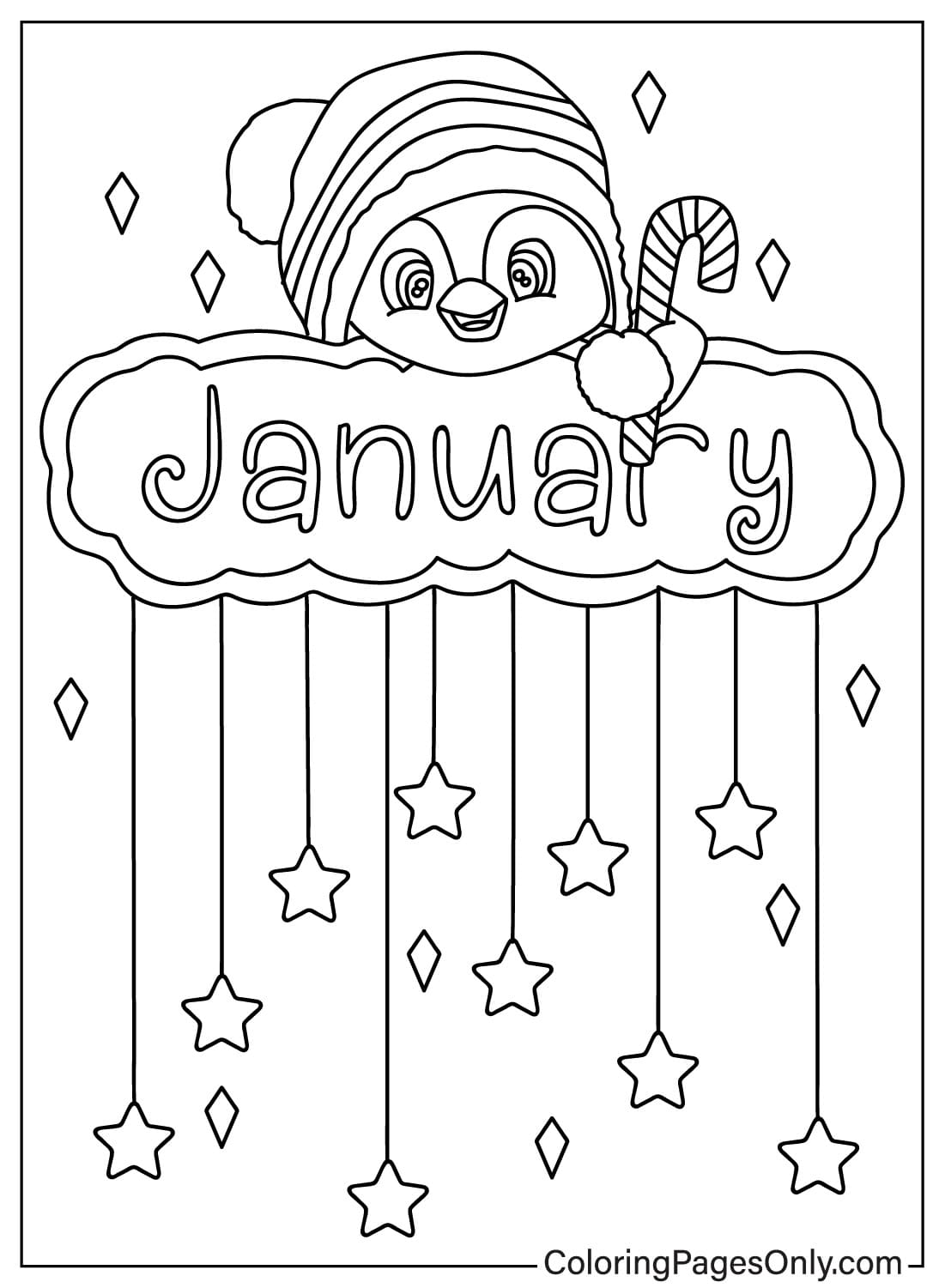 Dibujo para colorear de enero para imprimir a partir de enero de 2024
