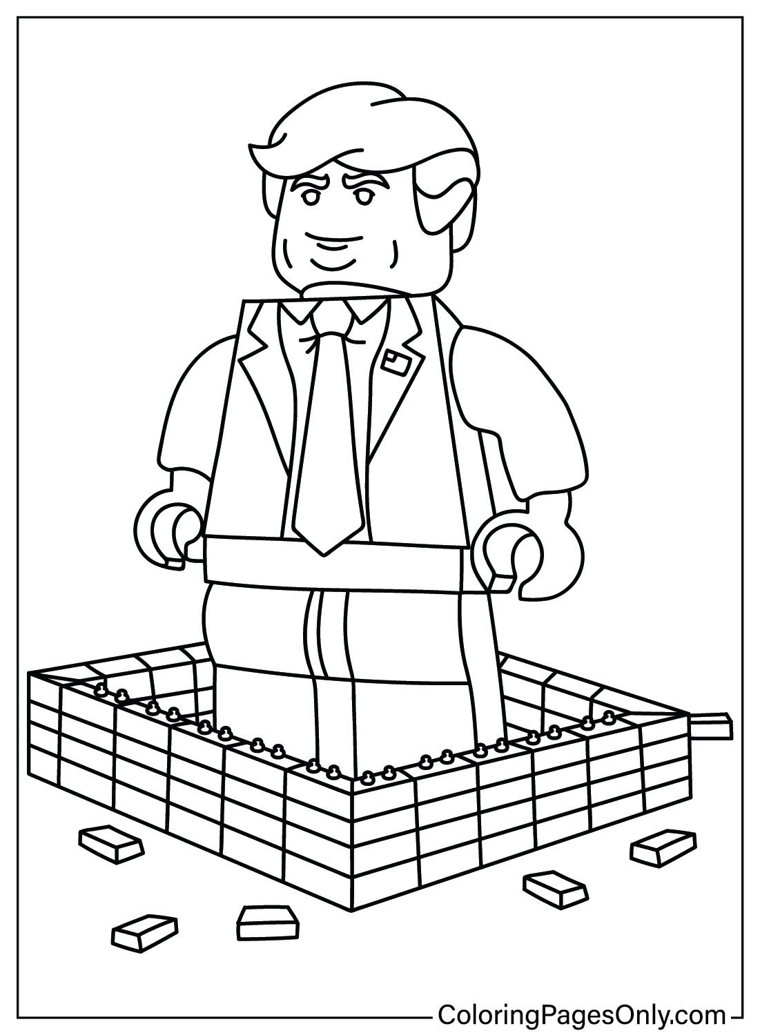 Раскраска Дональд Трамп из LEGO Раскраска для печати