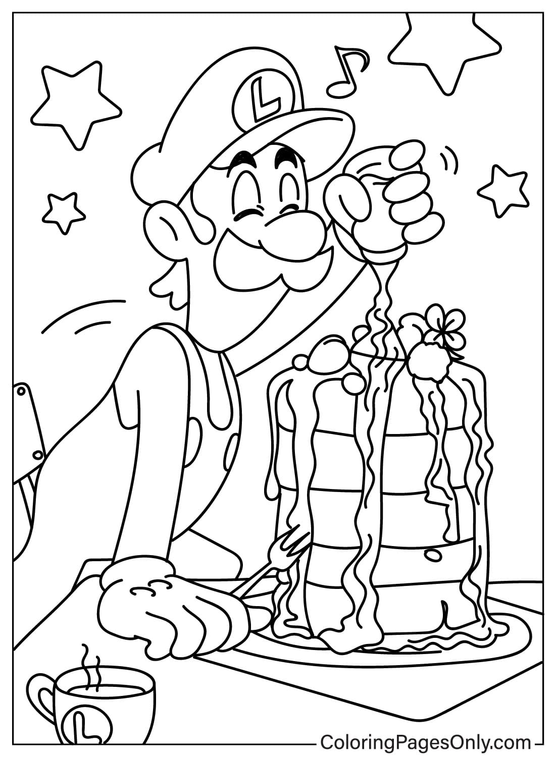 Dibujo para colorear de Luigi imprimible gratis de Luigi