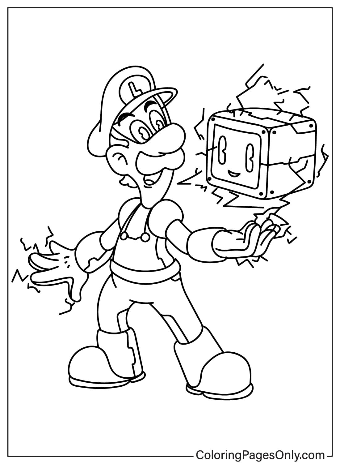 Página para colorear de Luigi gratis de Luigi
