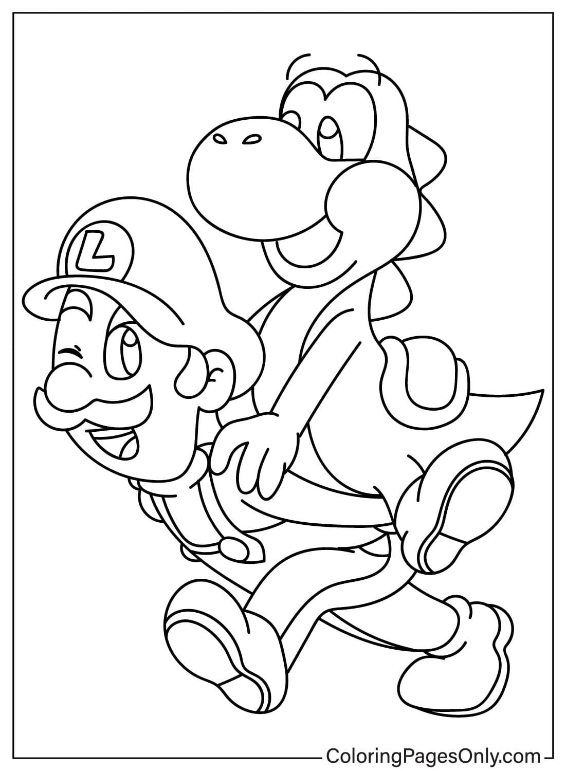 Luigi and Yoshi Coloring Page