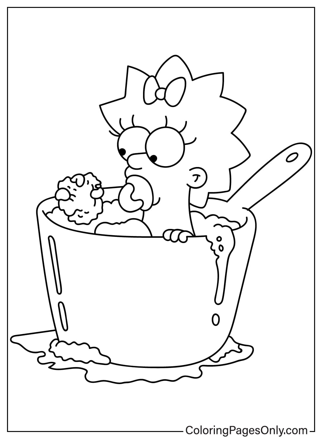 Maggie kleurplaat gratis van Simpsons