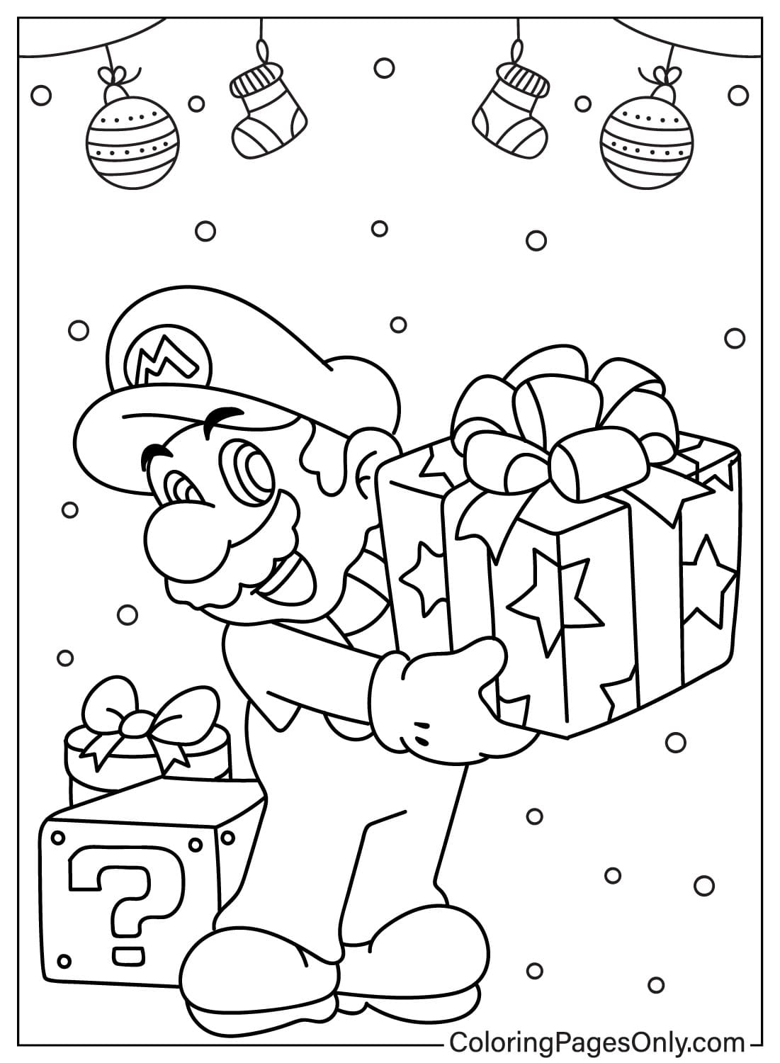 Mario Christmas Coloring Page