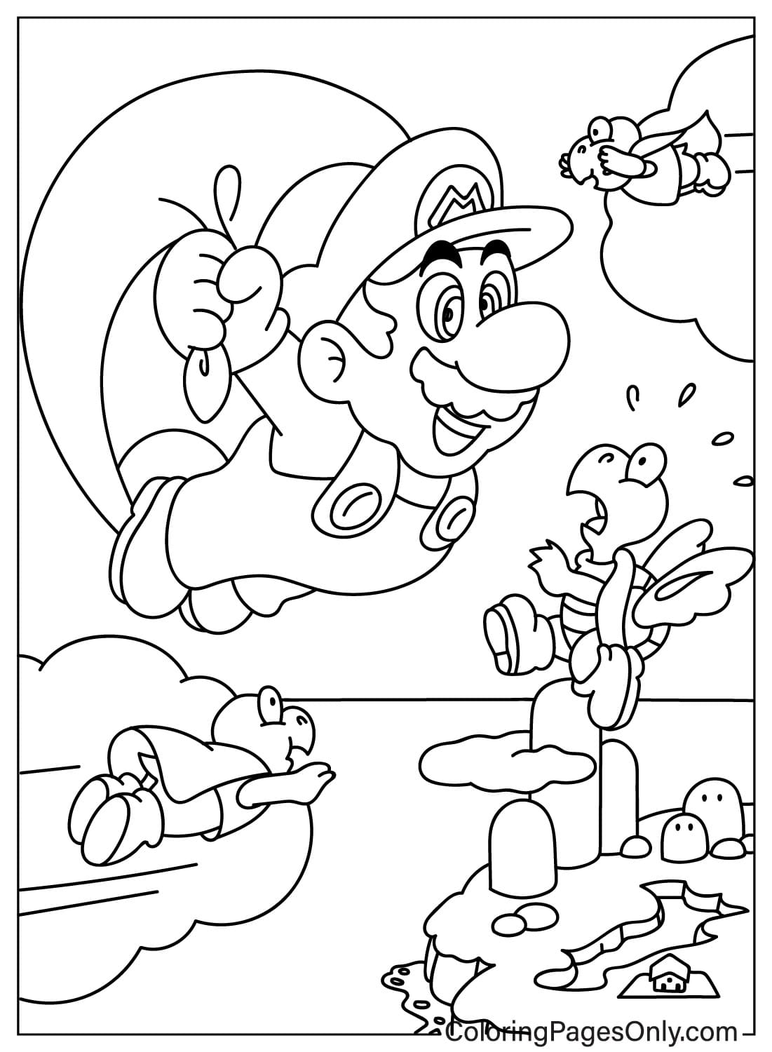 Mario and Koopa Troopa Coloring Page