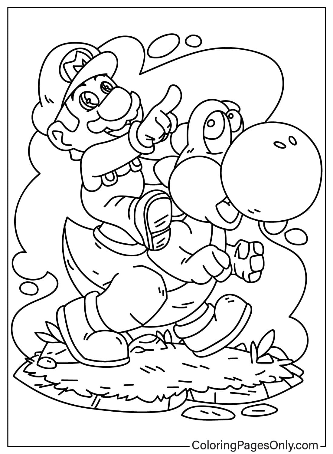 Desenho de Mario e Yoshi para colorir