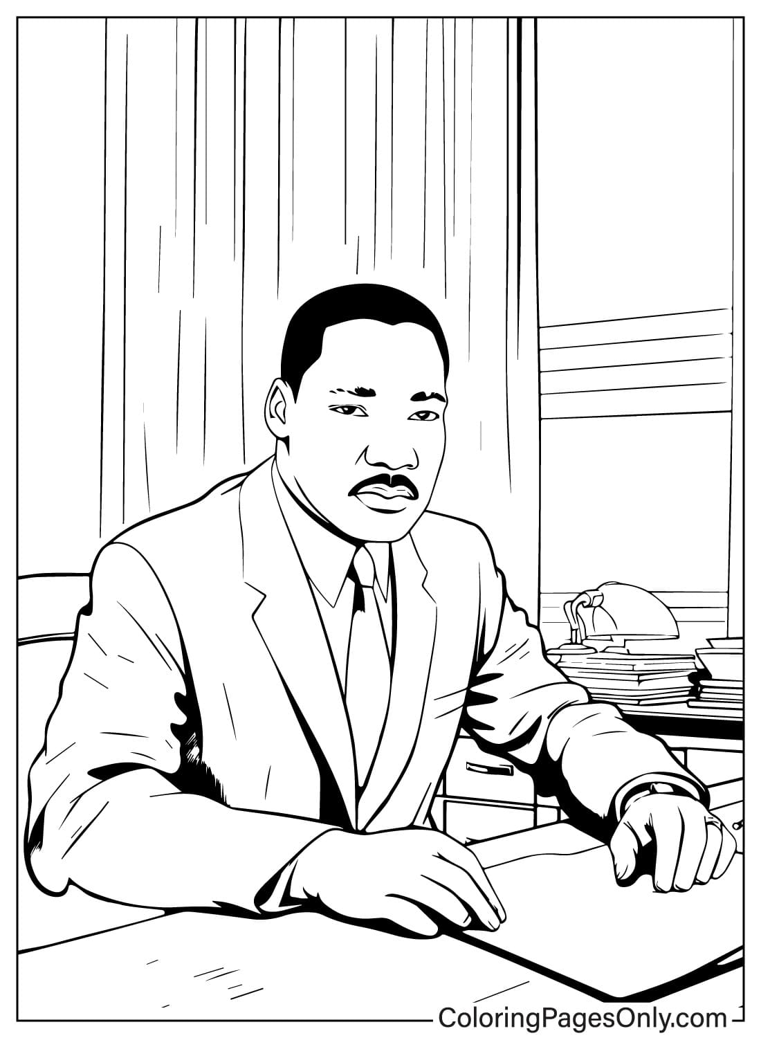 Página para colorear de Martin Luther King Jr de Martin Luther King Jr.