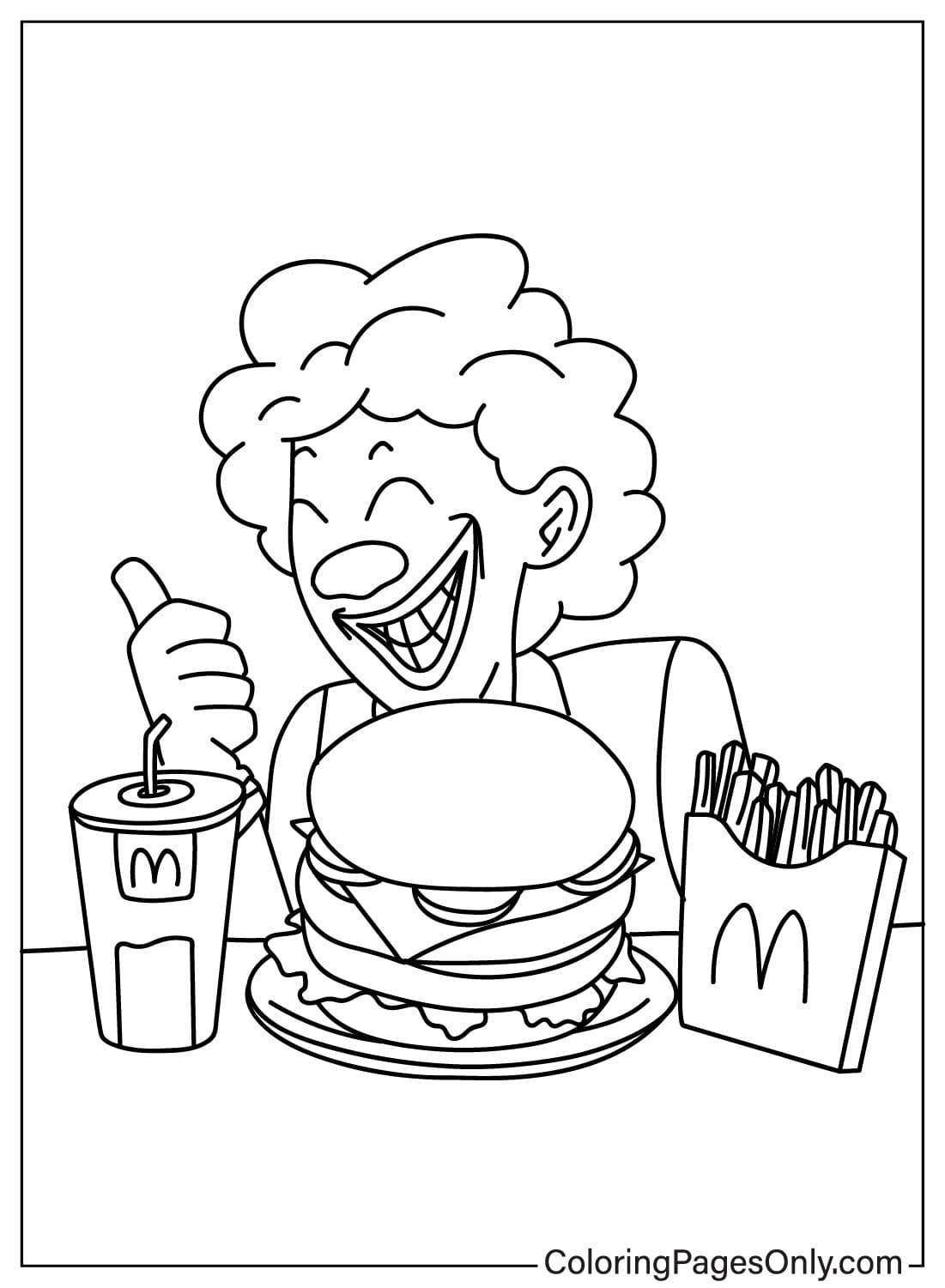 Página para colorir do McDonalds do McDonald's