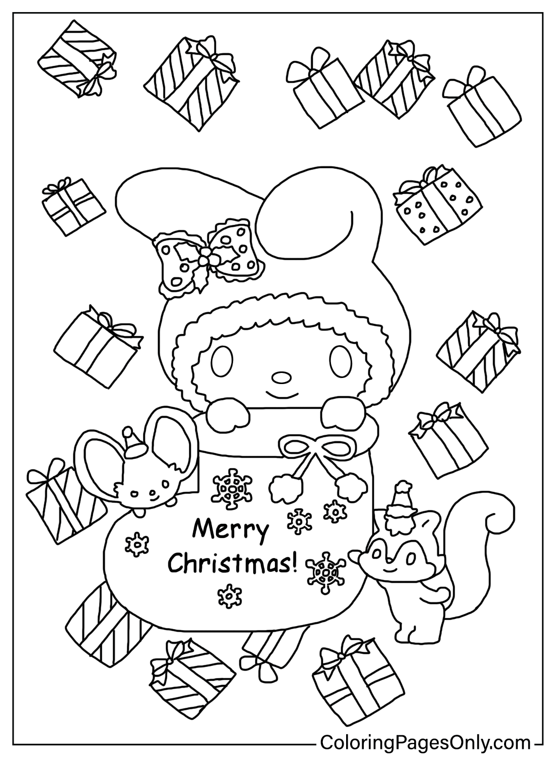 Desenhos para colorir Feliz Natal My Melody de My Melody