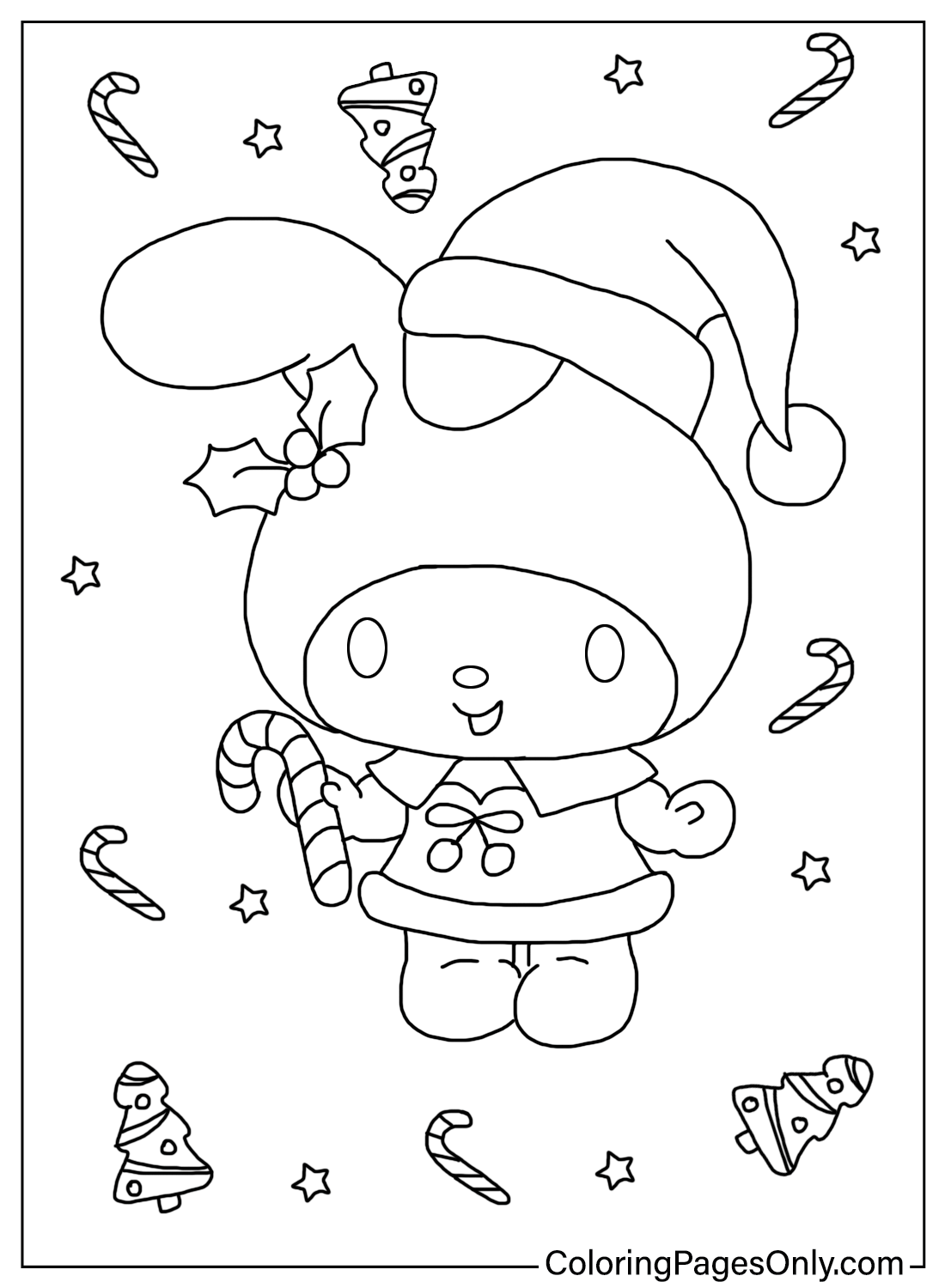 My Melody Christmas Coloring Pages Free Printable Coloring Pages