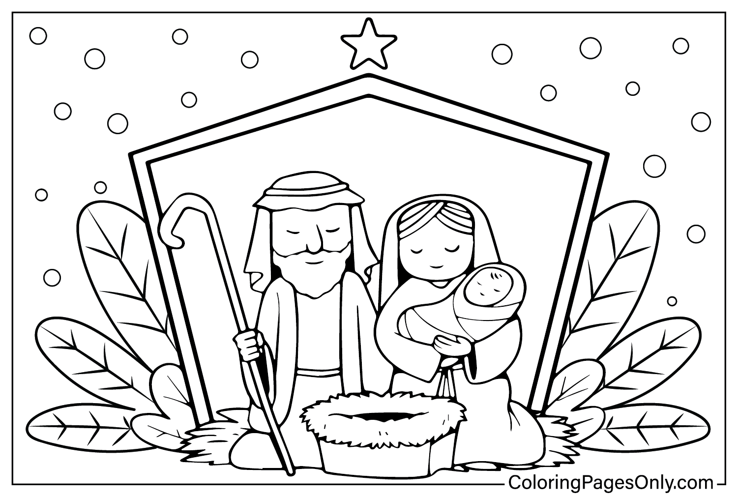Coloriage de la Nativité imprimable gratuitement à partir de la Nativité