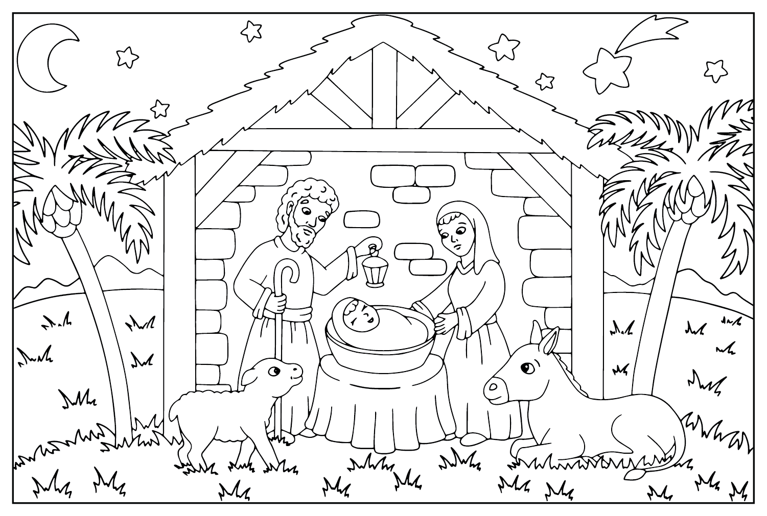 耶稣诞生着色页 PDF