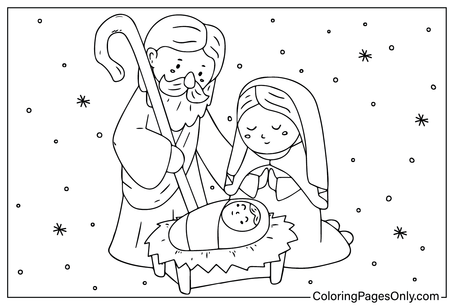 Coloriage de la Nativité pour adultes de la Nativité