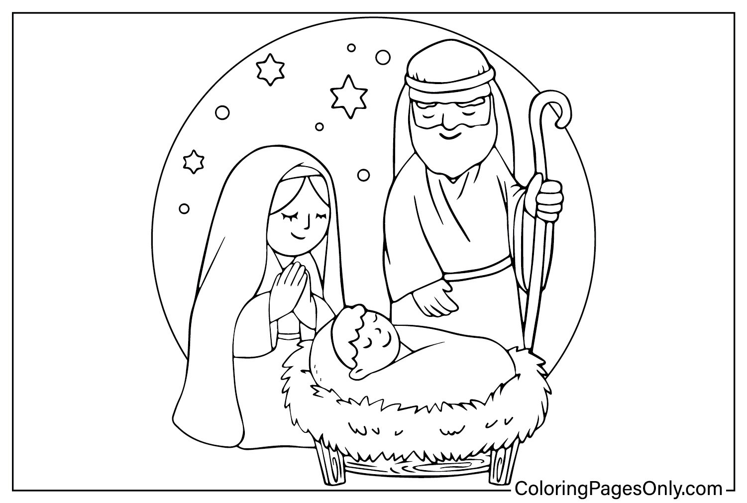 Coloriage de la Nativité à imprimer à partir de la Nativité