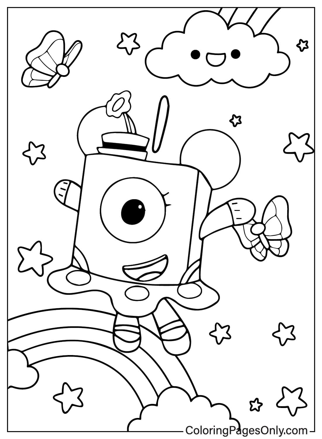 Numberblocks One Coloring Page Free from Numberblocks