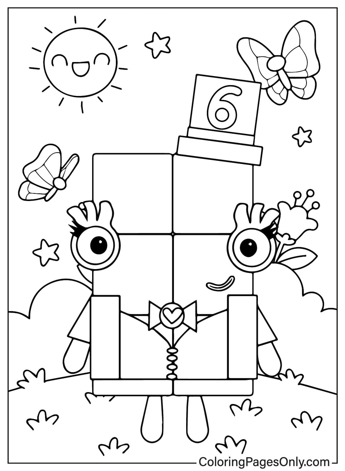 Numberblocks Six Coloring Page Free Printable Coloring Page