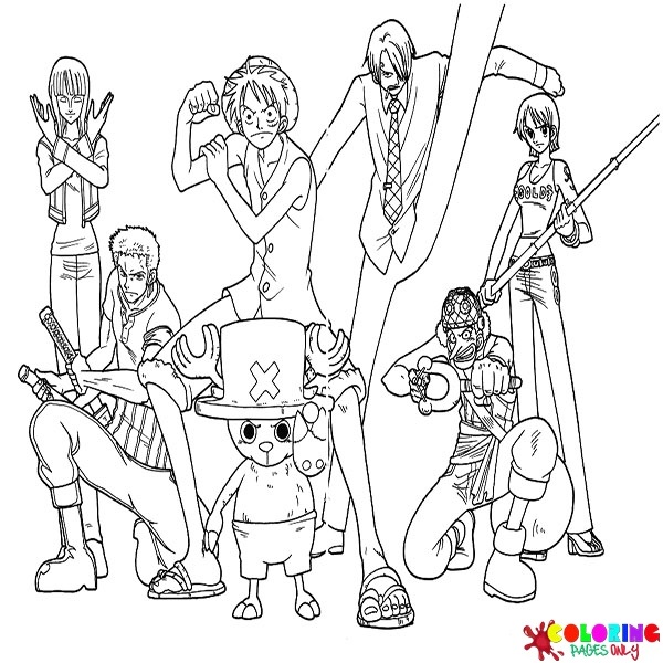 Páginas para colorir de personagens de One Piece