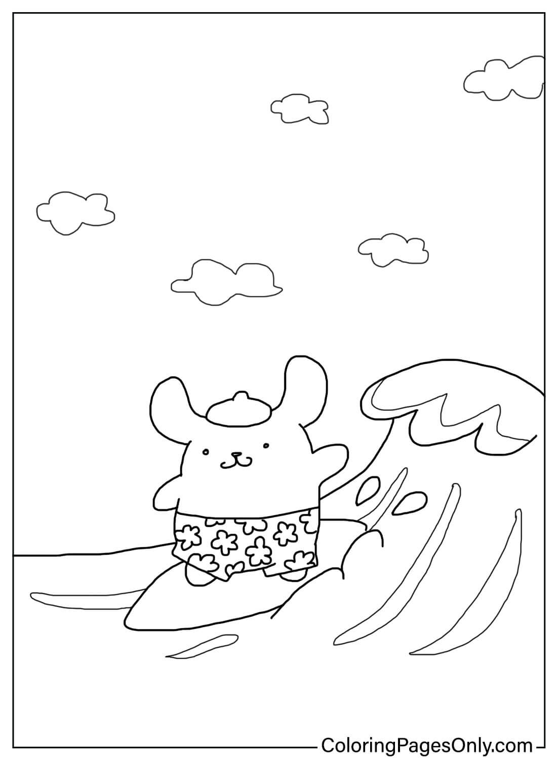 Pompompurin on Beach Coloring Page from Pompompurin