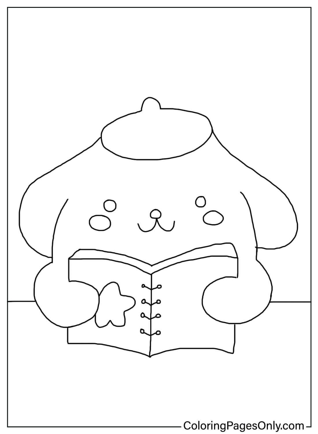 Pompompurin with Book Coloring Page from Pompompurin