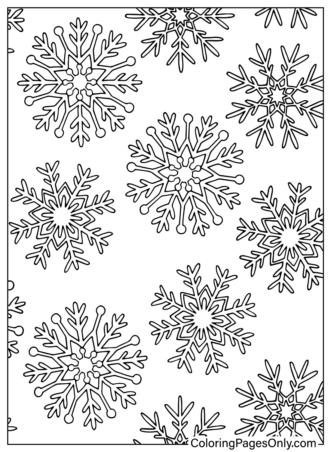 Pagina da colorare di fiocchi di neve in età prescolare da Snowflake