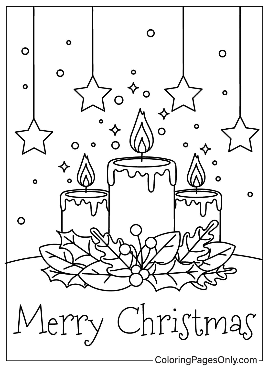可打印的圣诞蜡烛 圣诞蜡烛着色页