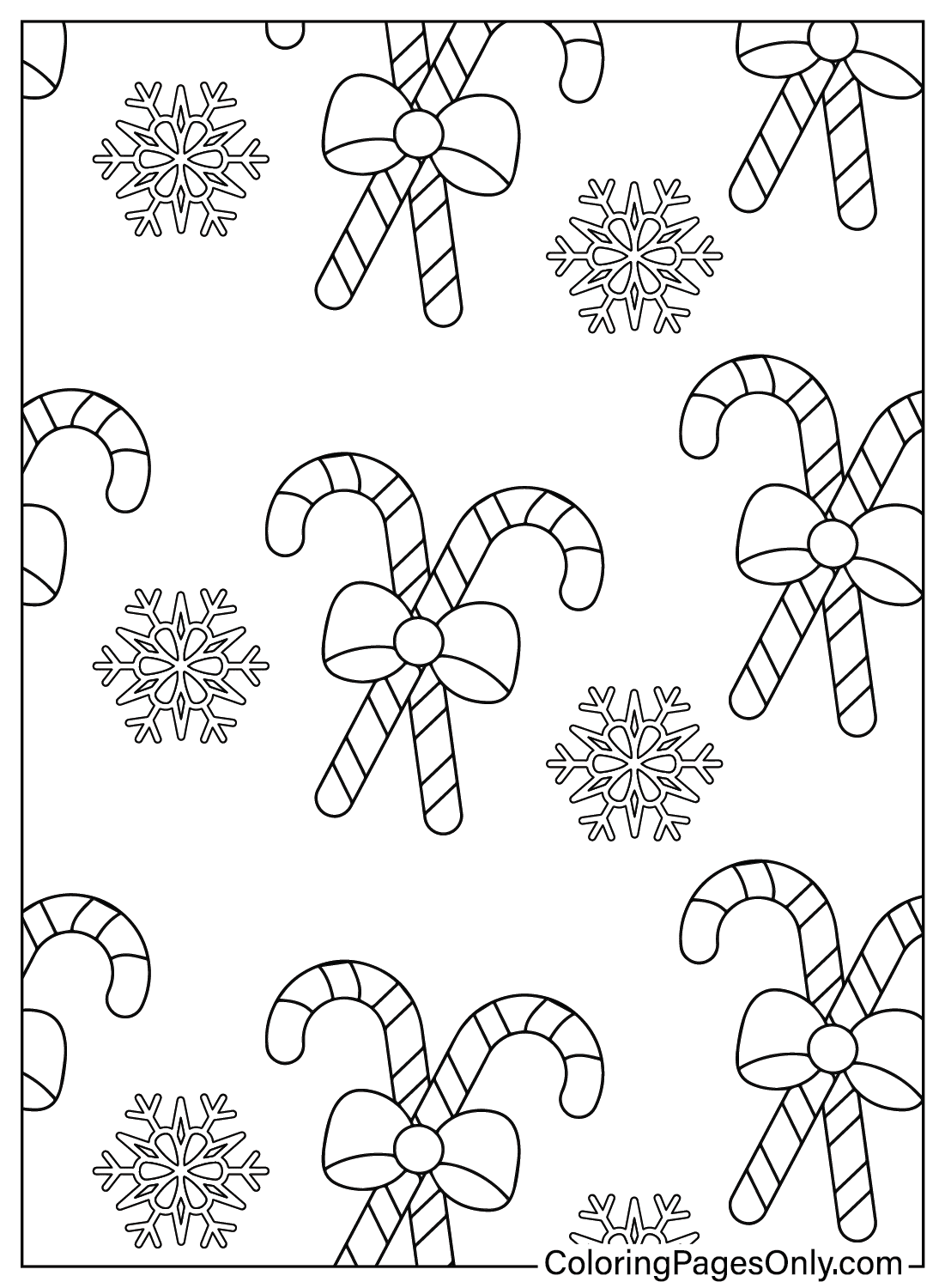 Pagina da colorare stampabile del bastoncino di zucchero di Natale