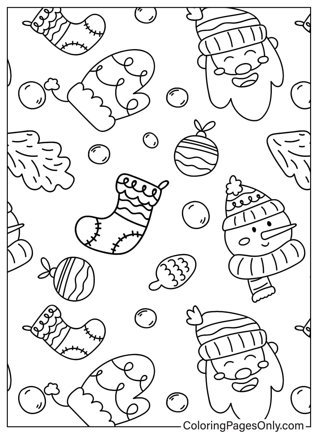 Printable Christmas Pattern Coloring Page from Christmas Pattern