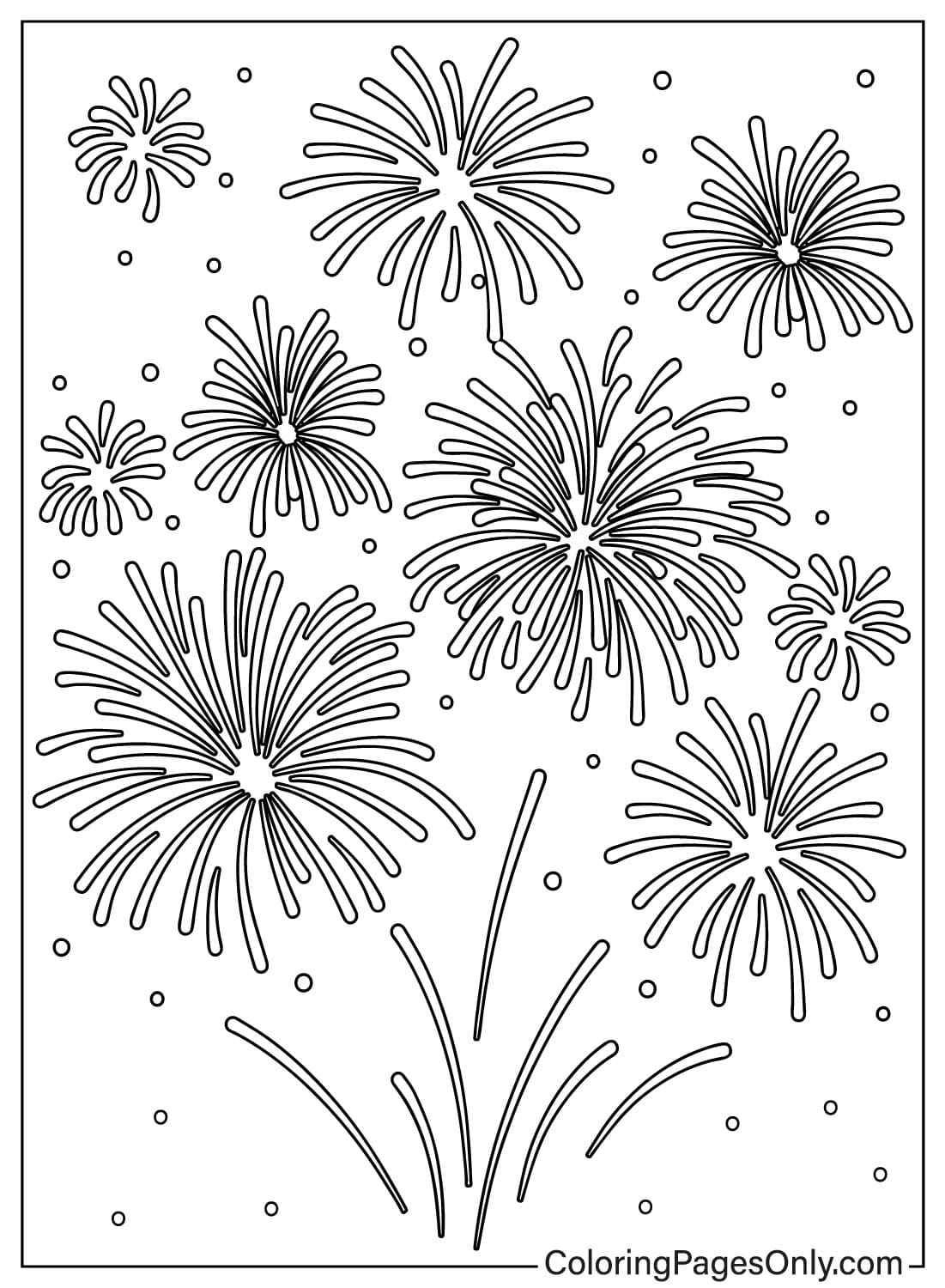 Printable Fireworks Coloring Page from Fireworks
