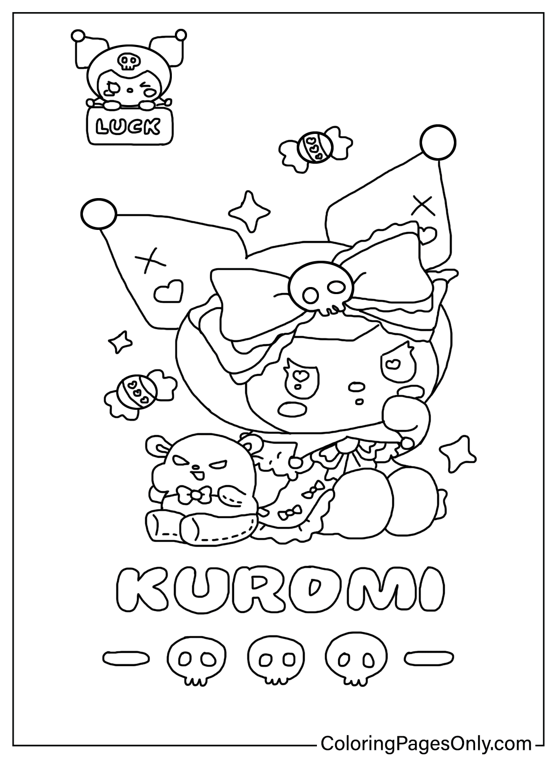 Afdrukbare Kuromi kleurplaat gratis