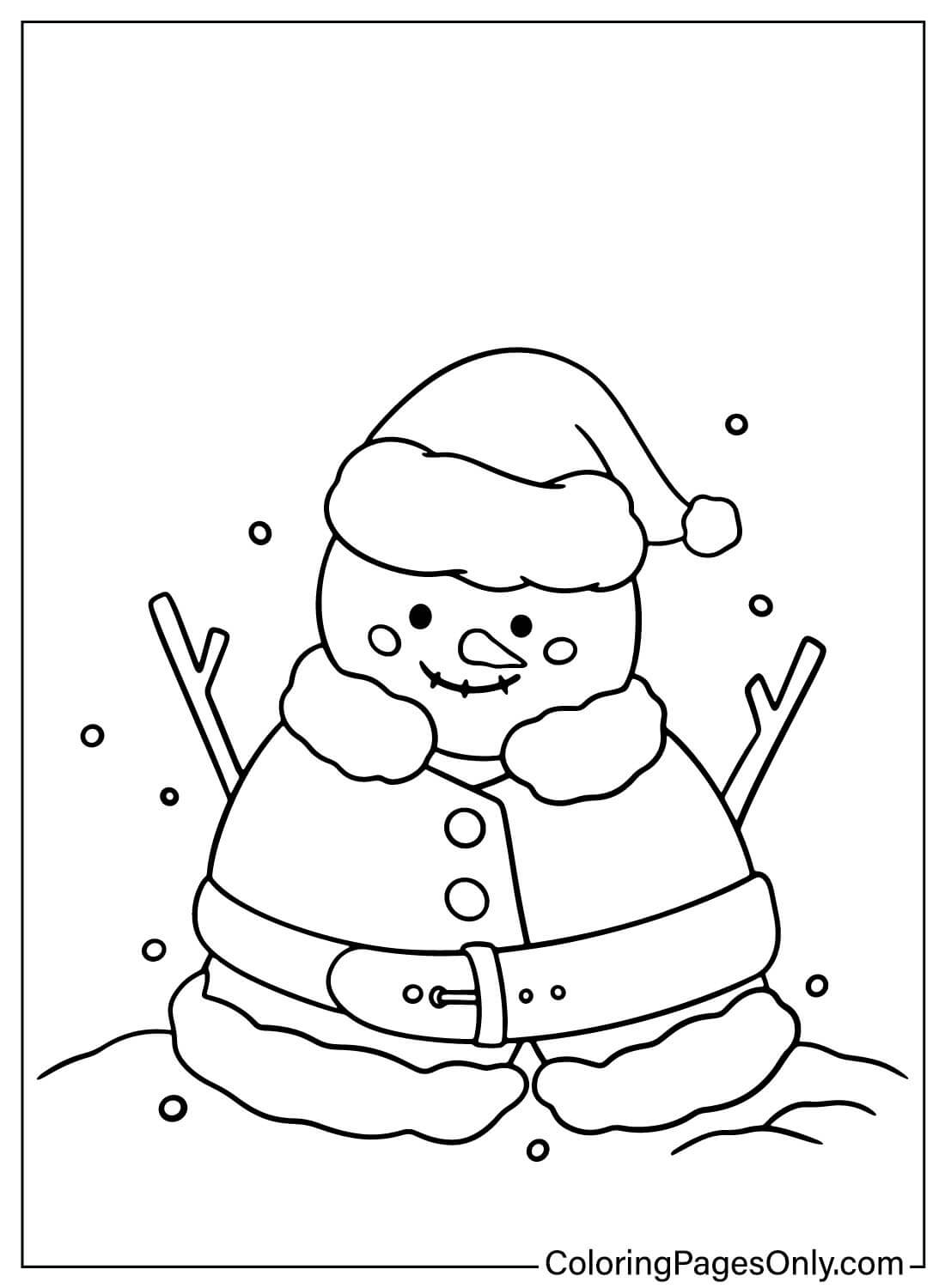 Цветная страница снеговика для печати