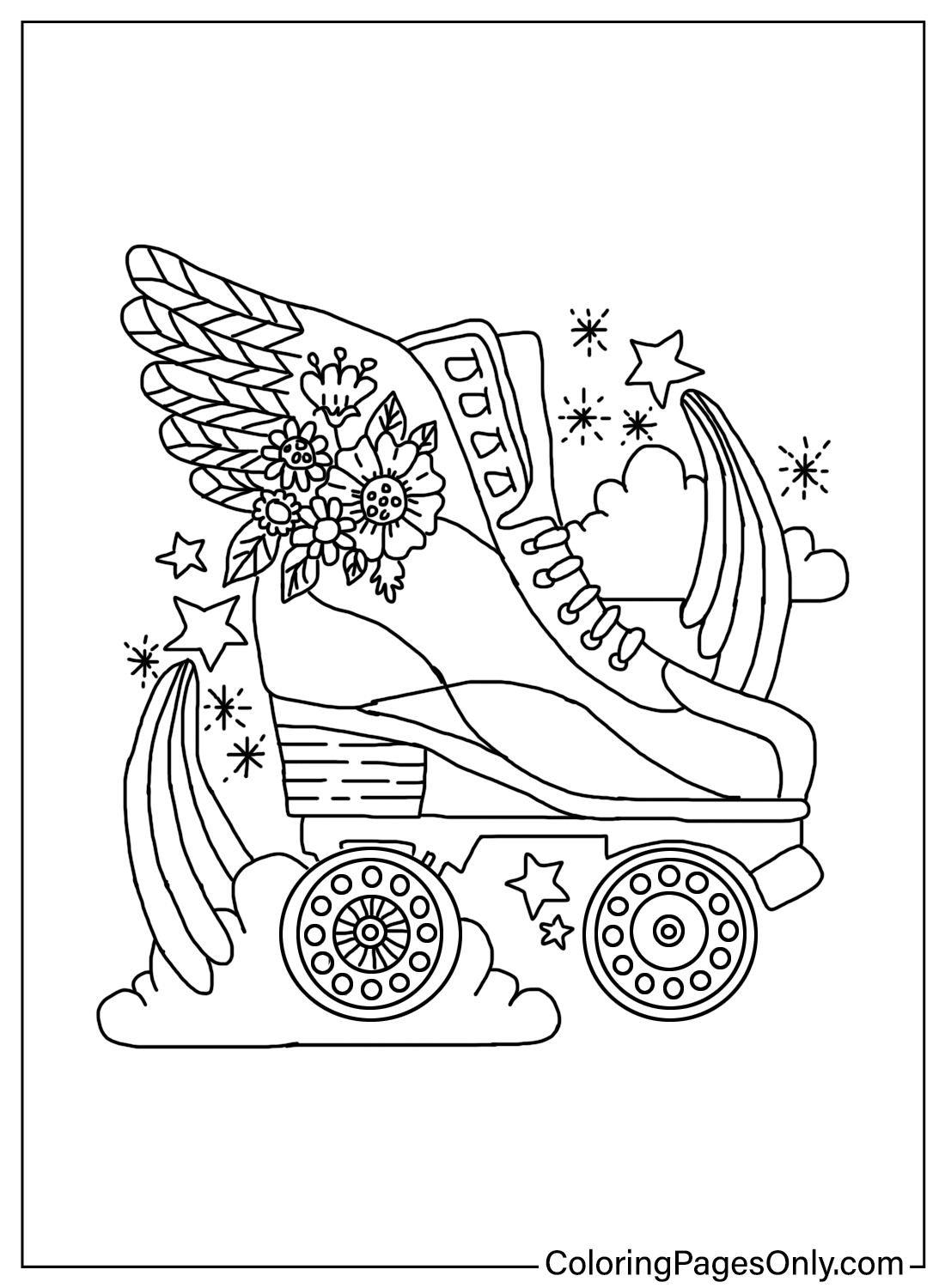 Roller Skate Hippie Coloring Page from Hippie
