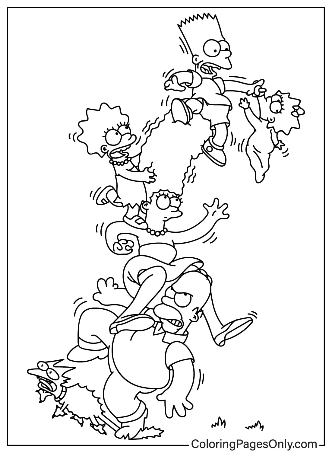 Página para colorir dos Simpsons grátis dos Simpsons