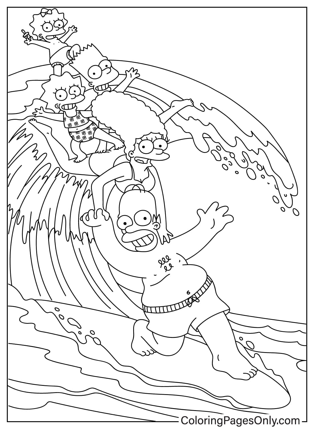 Página para colorir dos Simpsons dos Simpsons