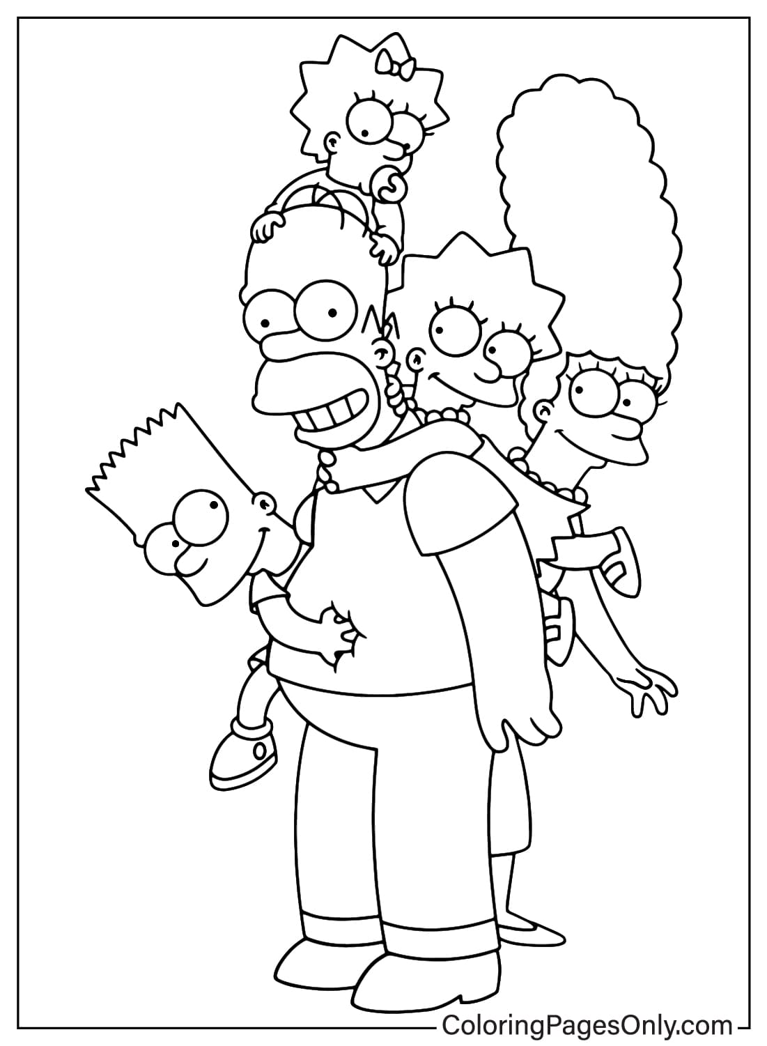 Раскраска Симпсоны бесплатно для печати от Симпсоны